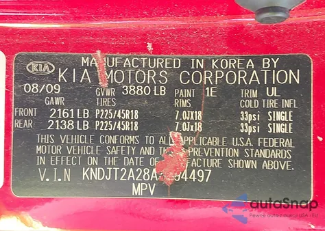 2010 Kia Soul Sport from USA, damaged, VIN KNDJT2A28A7094497